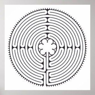 Poster Cathédrale du Labyrinthe de Chartres Noir et Blanc