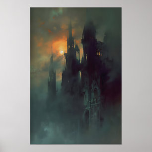 Poster Cathédrale gothique de la Dark Academia imprimable