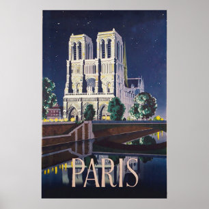 Poster Cathédrale Notre-Dame de Paris Vintage voyage de F