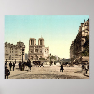 Poster Cathédrale Notre-Dame, Paris, France, Vintage