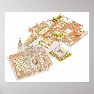 Poster Cathédrale Reales Alcazares Archivo de Indias.