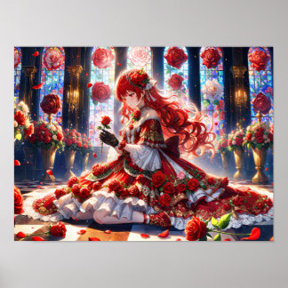 Poster Cathédrale Rose Scarlet Élégance Enchantée