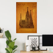 Poster Cathédrale : Sagrada Fam � lia, Barcelone (Bureau à domicile)
