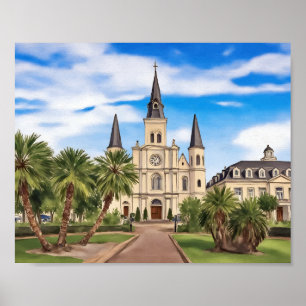 Poster Cathédrale St. Louis de La Nouvelle-Orléans aquare
