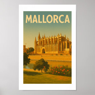 Poster Cathédrale Vintage Rétro de Majorque