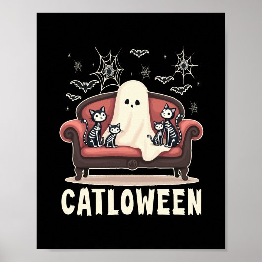 Poster Catloween Ghost Halloween (Devant)