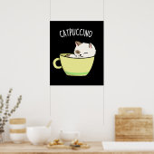 Poster Catpuccino Funny Kitty Chat En Pun De Coupe (Cuisine)