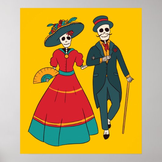 Poster Catrina Couple Mexicaine Journée Des Morts (Devant)