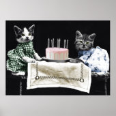 Poster Cats celebrating a birthday with cake and candles (Devant)