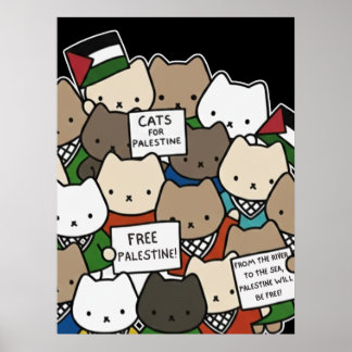 Poster Cats for Palestine – Kawaii Cats for Justice