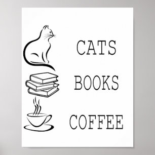 Poster Cats Livres Café pour les lecteurs qui aiment le c