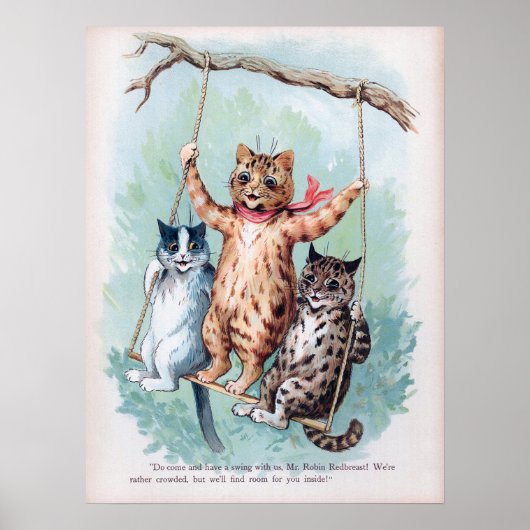 Poster Cats Playing on a Swing, Louis Wain (Devant)