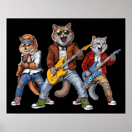 Poster Cats Rock Musiciens (Devant)