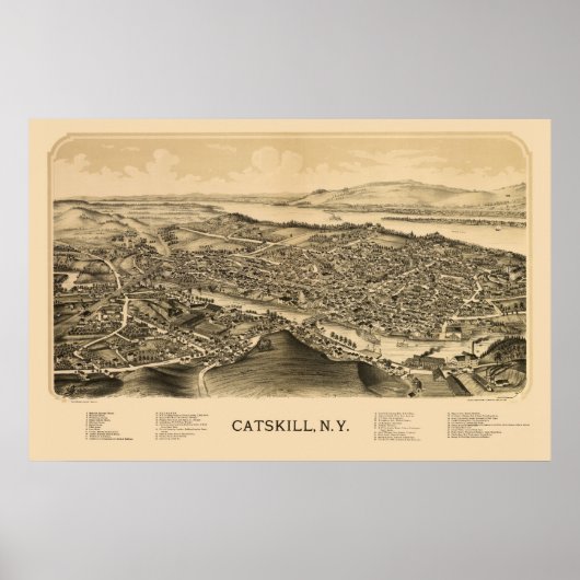 Poster Catskill, NY Carte panoramique - 1889 (Devant)