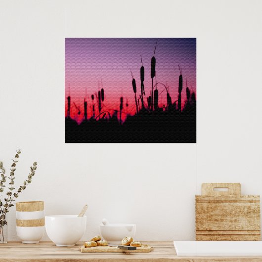 Poster Cattails au coucher du soleil (Cuisine)