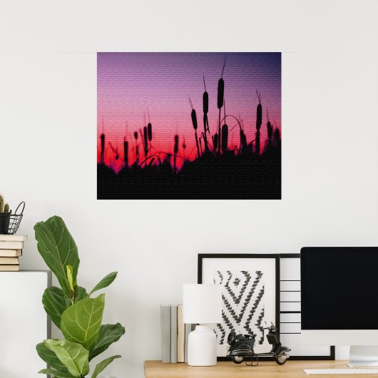 Poster Cattails au coucher du soleil (Bureau à domicile)
