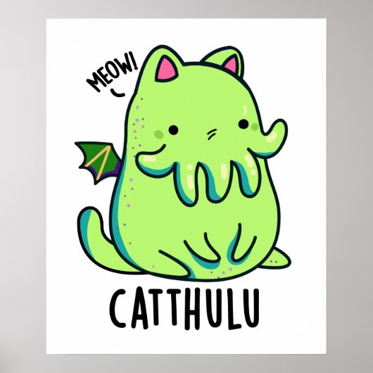 Poster Catthulu Funny Cthulhu Cat Pun (Devant)