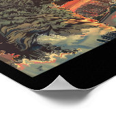 Poster Catzilla Attaquer Japon Drôle mignon Cat Anime Sty (Coin)