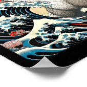 Poster Catzilla Cat Art japonais (Coin)