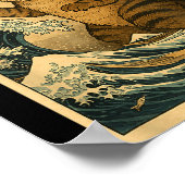 Poster Catzilla Cat Japanese Art Funny Cat For Men Women (Coin)