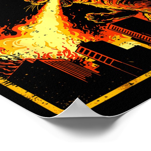 Poster Catzilla Cat Monster Funny Japanese Parody Women M (Coin)