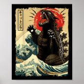Poster Catzilla Chat Art Drôle Chat Japonais Pour Hommes (Devant)