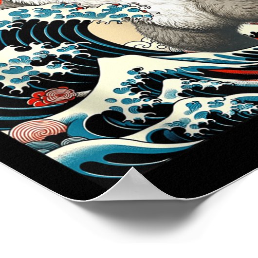 Poster Catzilla Chat Art Japonais Dons De Chat Drôle Pour (Coin)