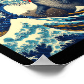 Poster Catzilla Chat Art Japonais Dons De Chat Drôle Pour (Coin)