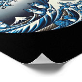 Poster Catzilla Chat Art Japonais Dons De Chat Drôle Pour (Coin)