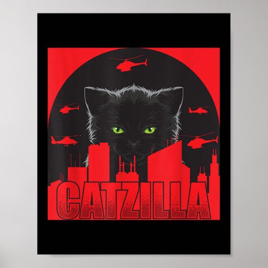 Poster Catzilla Chat Japonais Chat Drôle Catzilla (Devant)