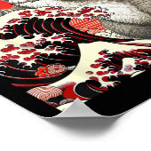 Poster Catzilla Chat Valentine Japonaise Art Drôle Chat C (Coin)