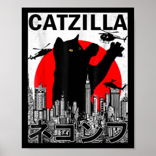 Poster Catzilla Cute Art Chats Japonais Pour Amoureux de 