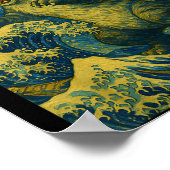 Poster Catzilla Funny Chat Japonais Art Starry Night Wave (Coin)