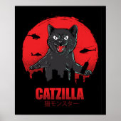 Poster Catzilla Monster Chat détruit Skyscraper Building (Devant)