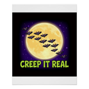 Poster Cauchemar Chauves-Souris Lune Halloween