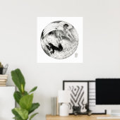Poster Cauchemar/Mesa Pegasus Yin Yang en noir et blanc (Bureau à domicile)