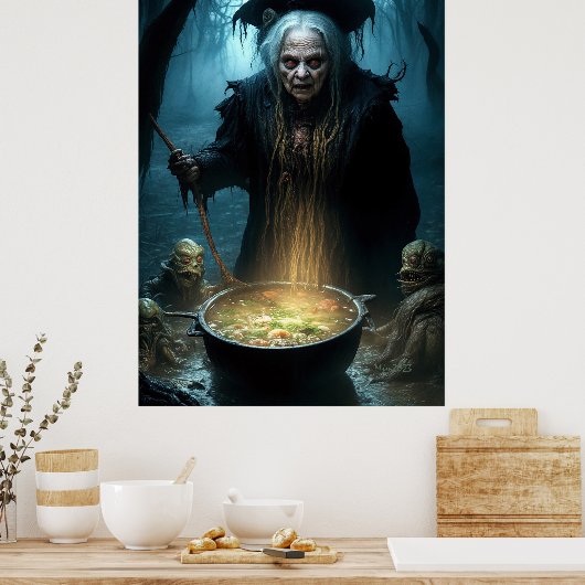 Poster Cauldron De Sorcière Halloween À La Soupe (Cuisine)