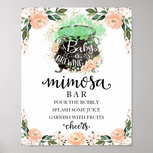 Poster Cauldron Halloween Baby shower Mimosa Barre Pannea (Devant)