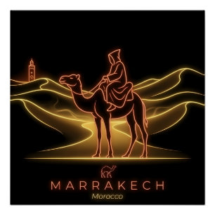 Poster Cavalier de chameau de Marrakech - Sahara - Maroc