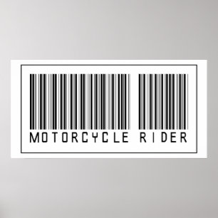 Poster Cavalier de moto de code barres