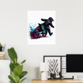 Poster Cavalier de motocross de style BD éclaboussé de bo (Bureau à domicile)