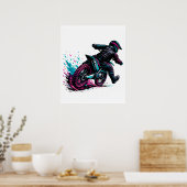 Poster Cavalier de motocross de style BD éclaboussé de bo (Cuisine)