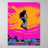 Poster Cavalier de scooter volant - Scooter de stunt (Devant)