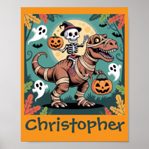 Poster Cavalier Dino Squelette – Squelette sur T-Rex Momi