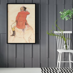 Poster Cavalier en manteau rouge par Edgar Degas