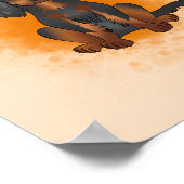 Poster Cavalier King Charles noir et feu sur fond orange (Coin)