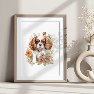 Poster Cavalier King Charles Puppy Pet Aquarelle