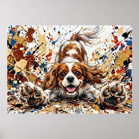 Poster Cavalier King Charles Spaniel Art éclaboussure de (Devant)