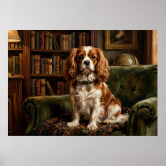 Poster Cavalier King Charles Spaniel Bibliothèque Victori