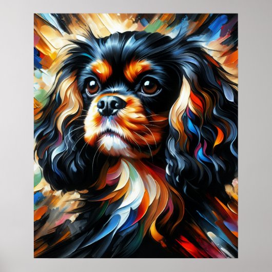 Poster Cavalier King Charles Spaniel Chien Acrylique Impr (Devant)